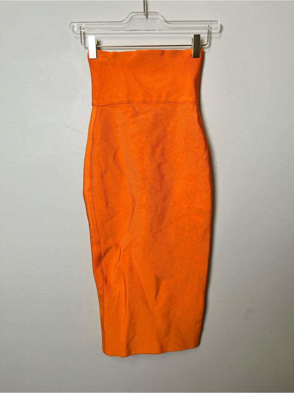 House of CB Orange Bandage Strapless Midi Dress